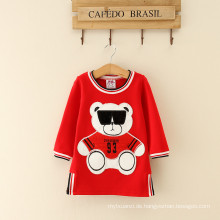 Baby-Mädchen-Frauen-Sport-Kleidung Long SleeveCausal-Outfits kleiden für Kinder, rote Frauen-Kleid-kühle Sport-Art-Kleider mit Bären an